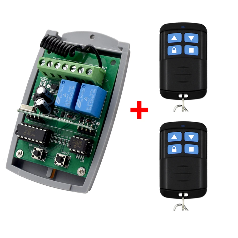2 new Channel Gate Garage Remote Control 433mhz Receiver + Remote Control Transmitter + Antenna Replacement 2025 Door Opener Controller