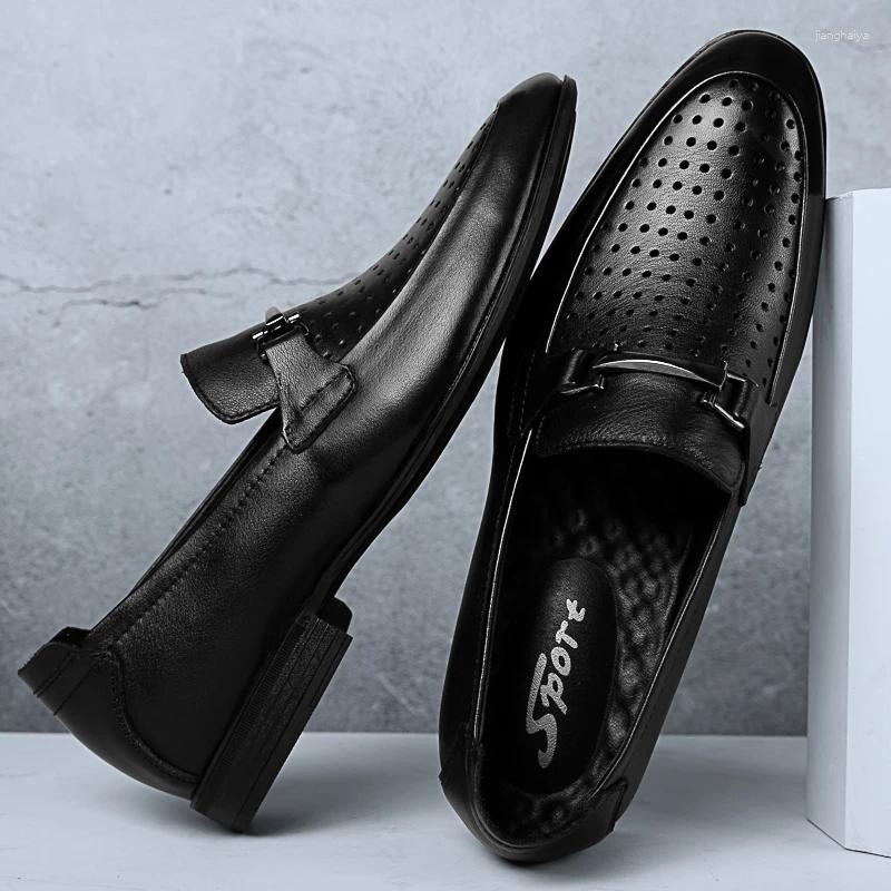 Casual Shoes 2024 Black Genuine Leather Gentleman Fashion Dress Men Business Loafers Men's Slip On Big Size 49