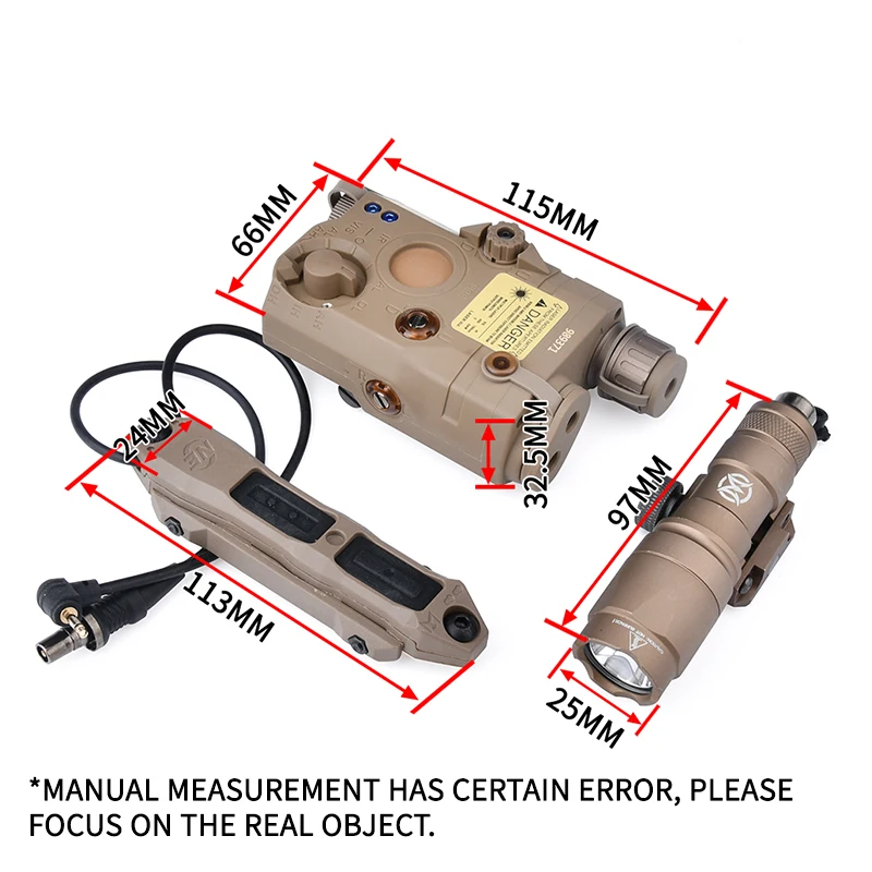 Tactical PEQ 15 Green IR Laser + M300 A WADSN Flashlight + Remote Dual control Pressure Switch Red Dot Ray Hunting Battery Box
