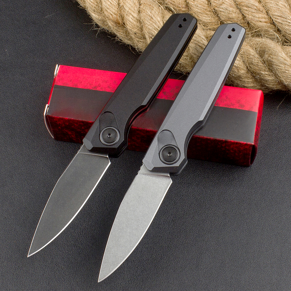 Special Offer KS7551 Push Button Quick Opening Tactical Knife 8Cr13Mov White/Black Stone Wash Blade Aviation Aluminum Handle Outdoor Camping EDC Pocket Knives