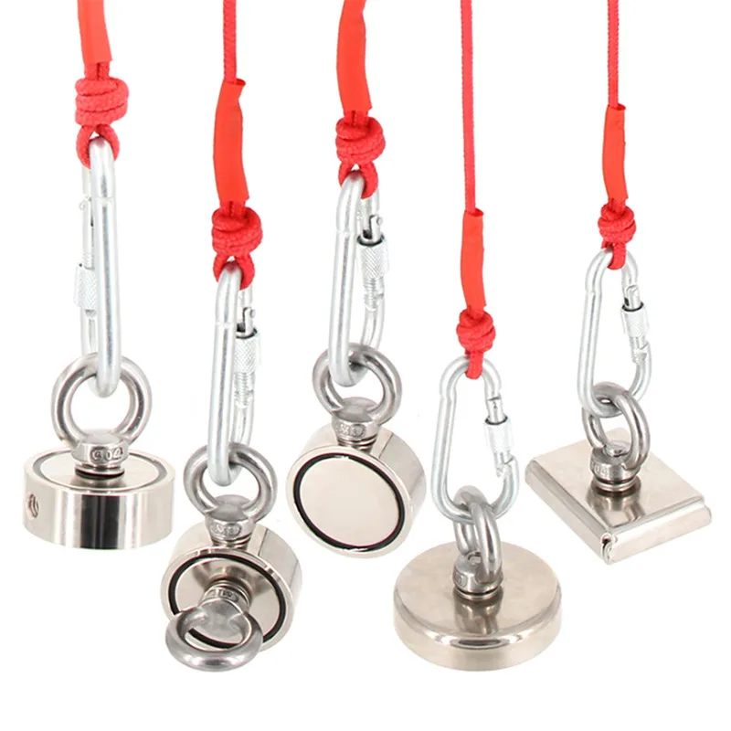 10M/20M/30M of Multiple Lengths Outdoor Powerful Salvage Neodymium Fishing Magnet Insurance Rope with Carabiner
