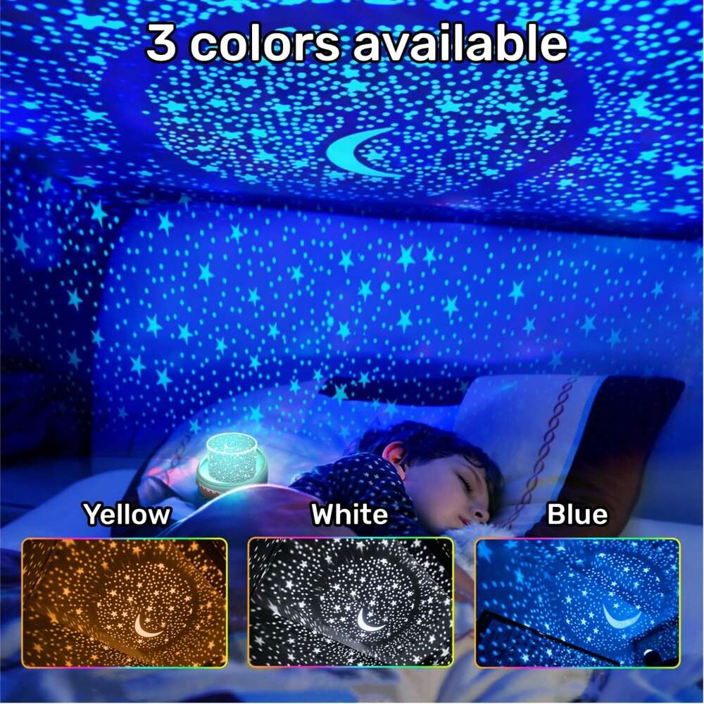 WINICE remote control and timer design, underwater starry sky rotating LED star projector suitable for bedrooms, children's night light moon ligh
