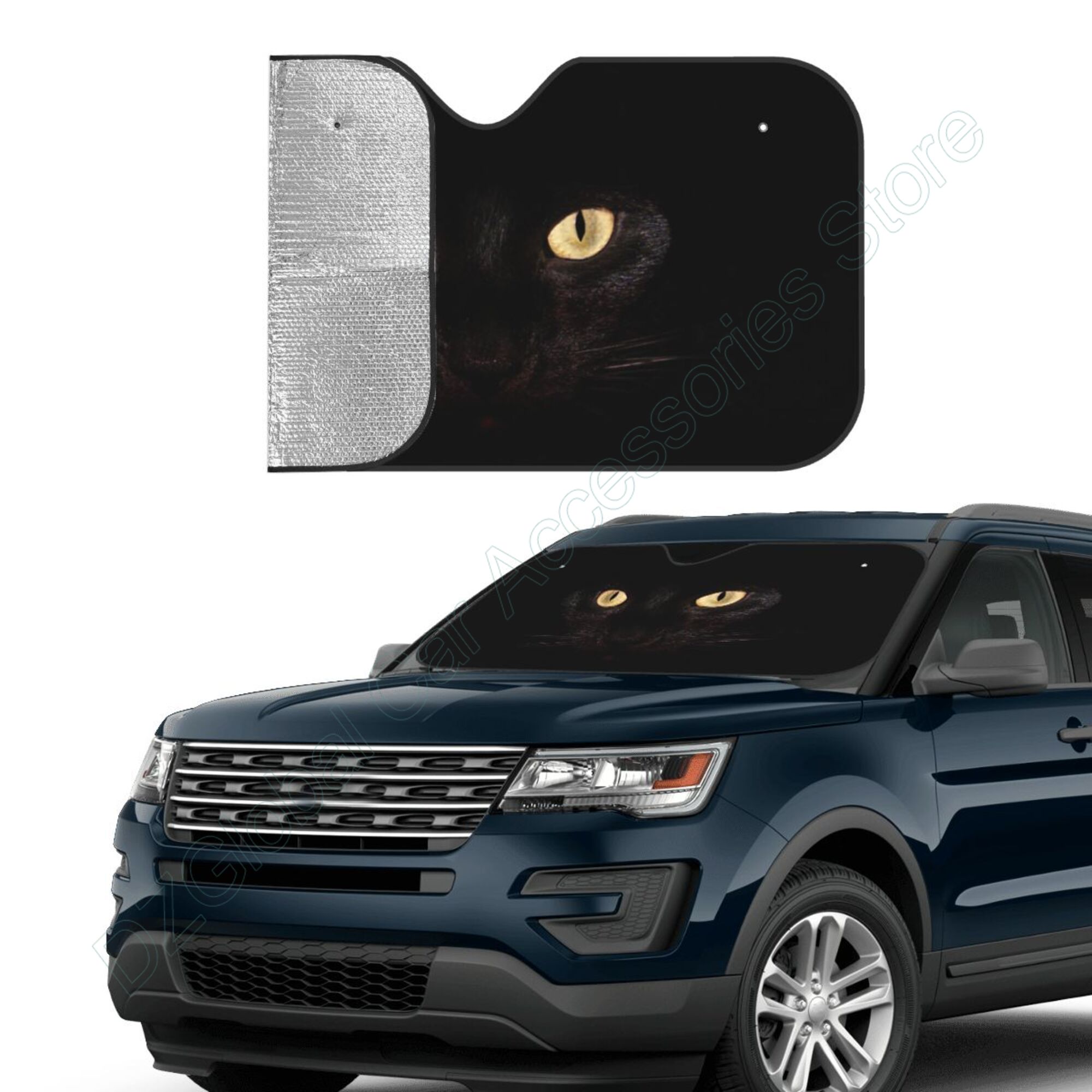 Black Cat Eyes Windshield Sunshade for Car Suv Truck Foldable Uv Ray Reflector Front Window Sun Shade Visor Shield Cover