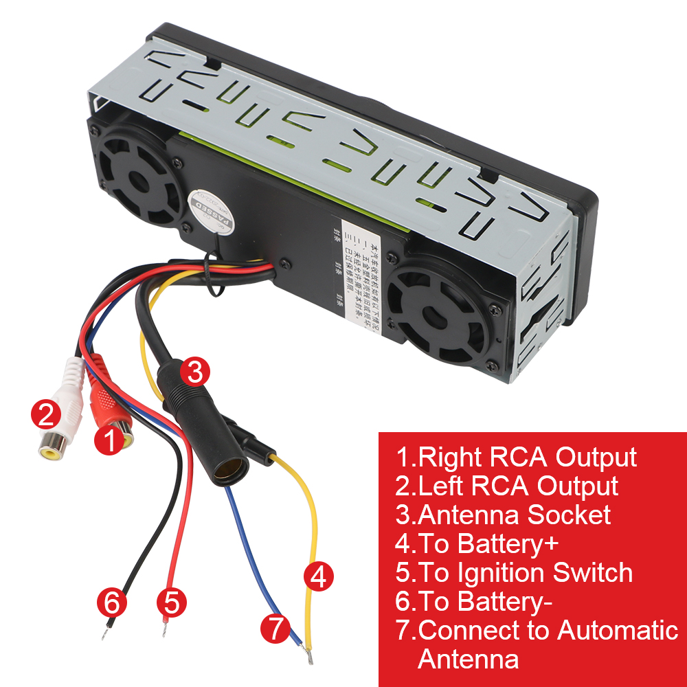 Bluetooth Hands-free FM Audio 1 Din AUX Input Digital Clock Auto-radio MP3 Player Built-in 2 Speakers USB TF Card Car Radio