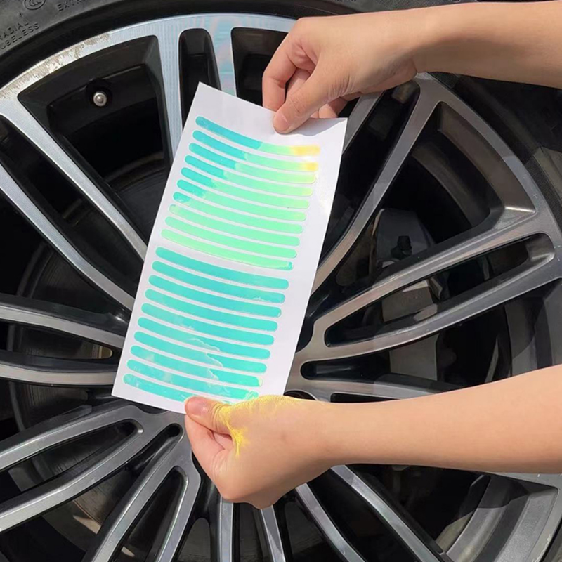 20Pcs Colorful Laser Reflective Strips Car Bike Motorcycle Wheel Hub Sticker Decal Night Driving Safety Luminous Decal Stickers