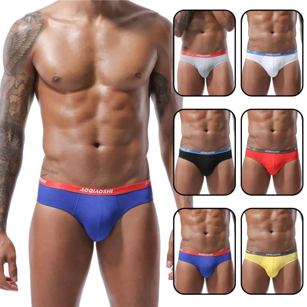 New new in Men Panties Contrast Color Letter Low Waist 3D U Convex Close 2025 Fit Modal Double Layer Pouch Briefs Underpants Underwear