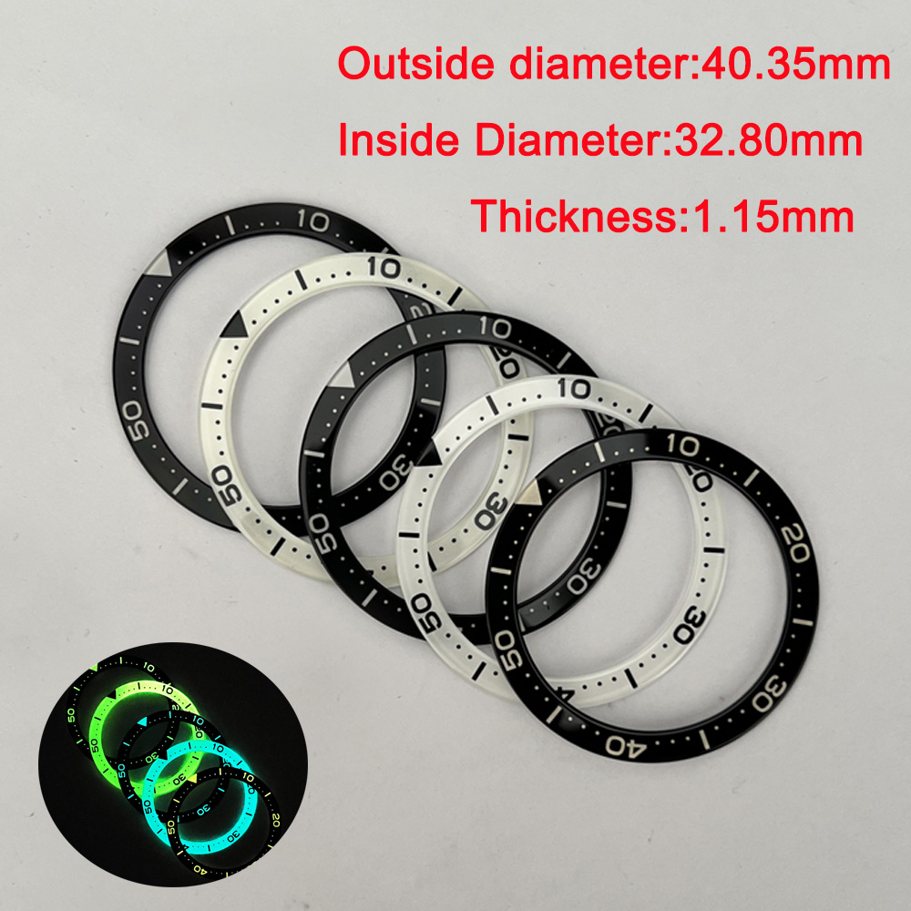 40.35mm Full Luminous Mineral Glass Watch Bezel Insert C3 BGW9 Lume Suitable For SBDC053 Watch Case Watch Parts