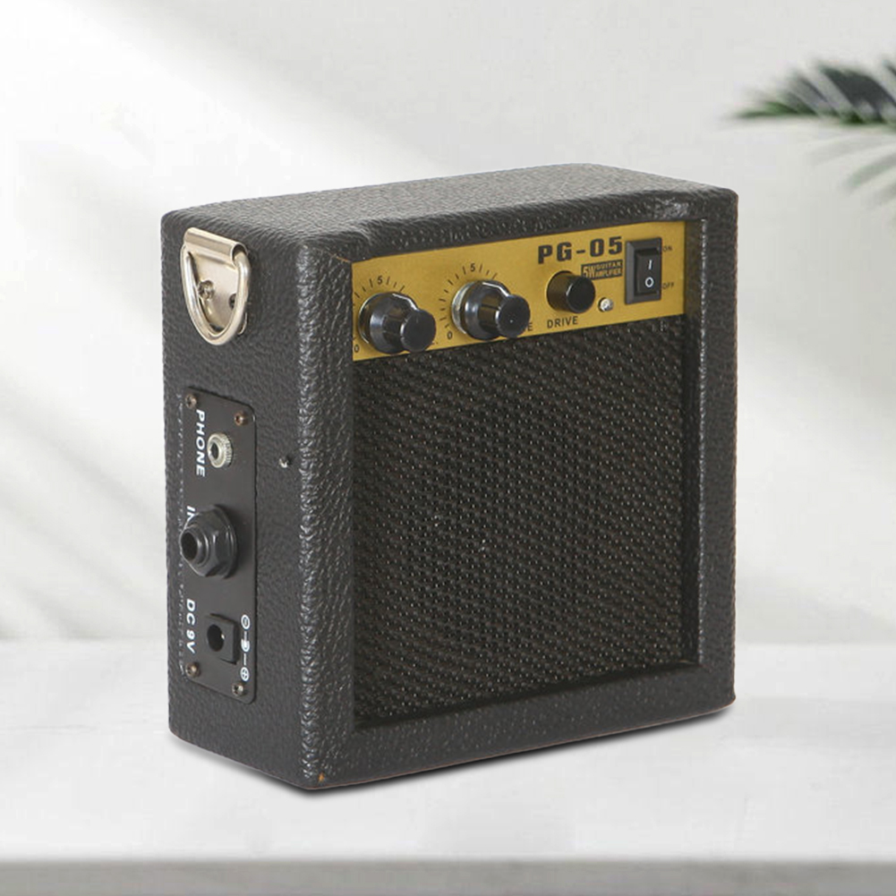 Mini Guitar Amplifier Amp Speaker 5W with 6.35mm Input 1/4 Inch Headphone Output Supports Volume Tone Adjustment Overdrive