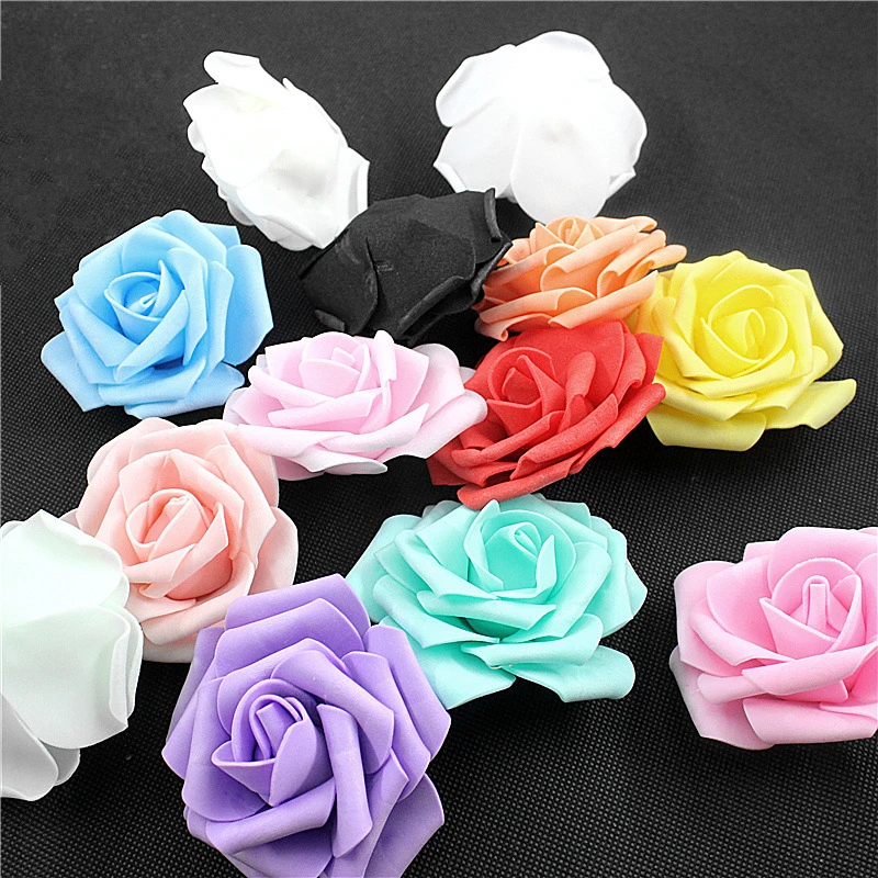 20/30/50Pcs 8CM Artificial PE Foam Rose Flowers Heads Bride Bouquet 2025 Flower new For Wedding Party Decorative Scrapbooking DIY Flower