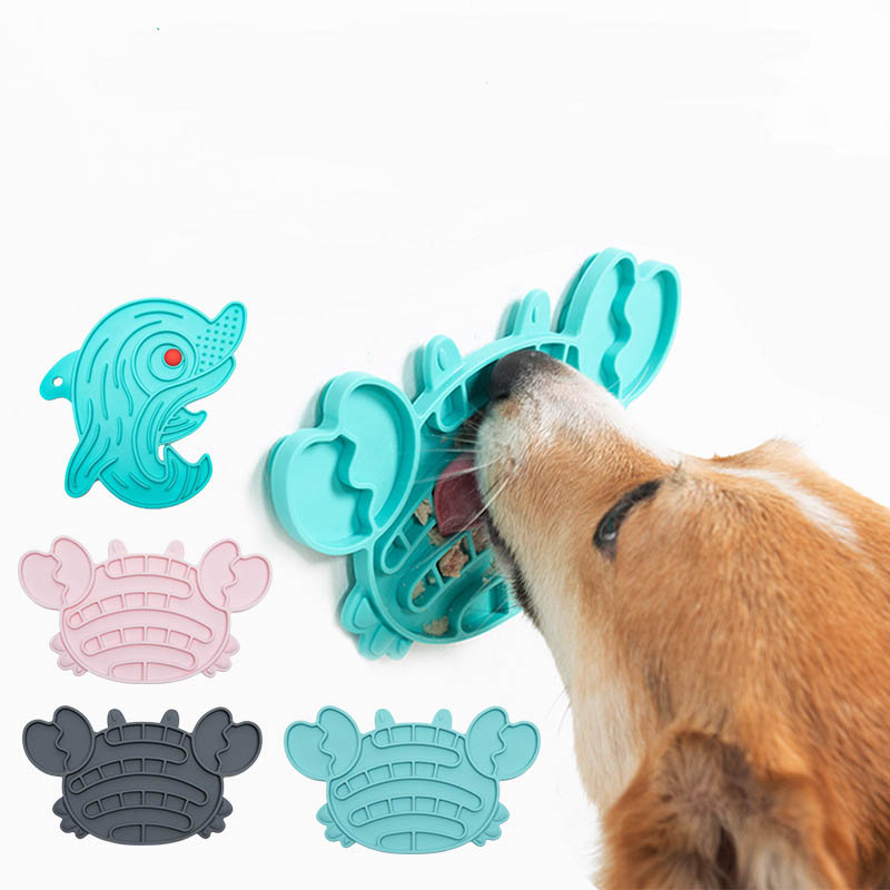 Pet Dog Slow Food Mat Cat Slow Food Bowls Puppy Kitten Candy Colors Silicone Feeding Licking Plate Slow Feeders Treat Dispensing
