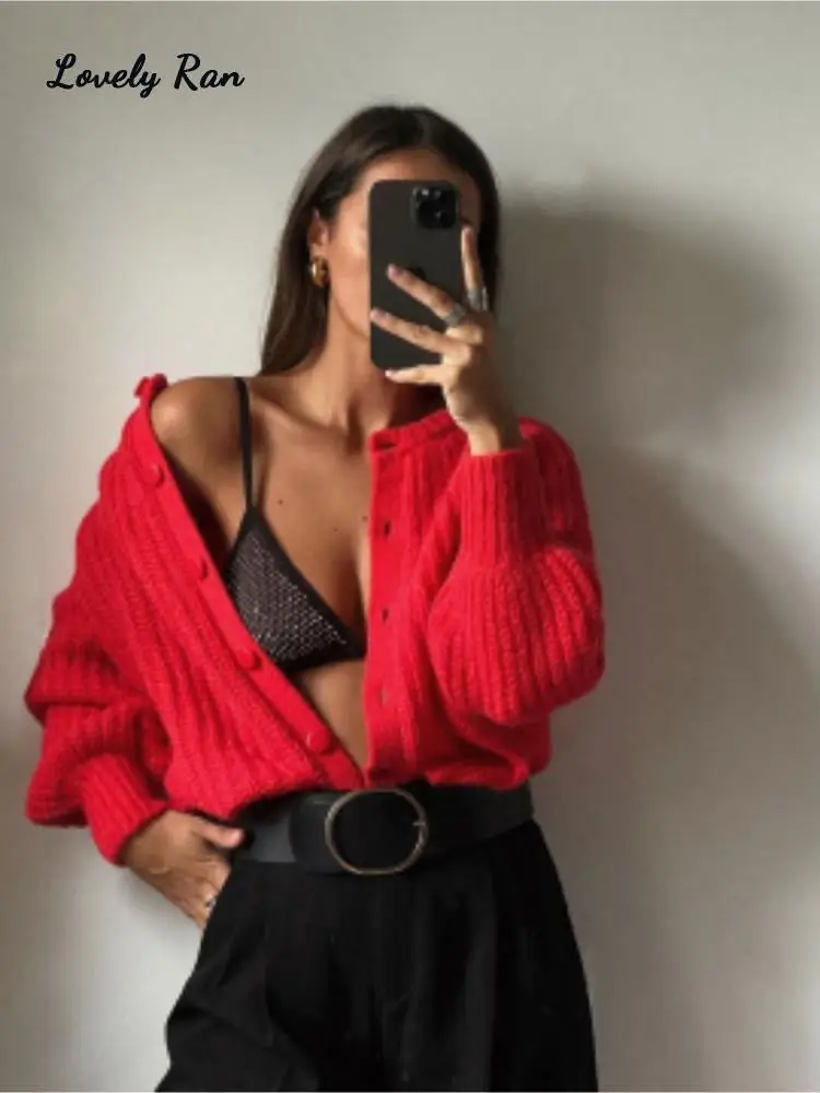 Solid Kint Long Sleeve Women Cardigan Sweater Autumn Single Breasted O-neck Female Sweaters 2023 Elegant Lady Streetwear