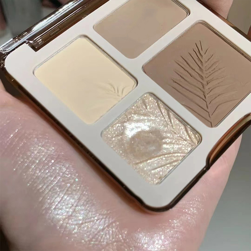 Four-color Highlighter Contour Palette illuminator Makeup 3D Bronzer Matte Contour Powder Rose Blush Highgloss Palette Cosmetics