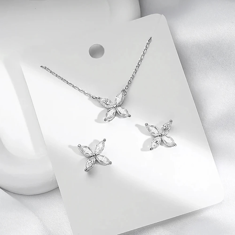 Serenity 12cttw 36mm Marquise Cut All Necklace For Women S925 Silver 4 Stones Horse Eye Diamond Pendant 240515