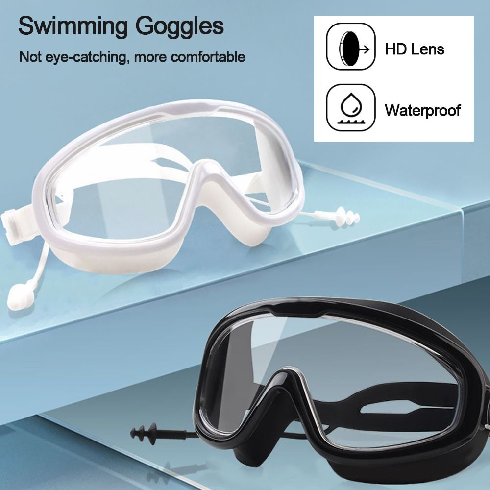 Anti-Fog Swimming Goggles Men Women Wide View Diving Glasses with Earplugs Waterproof HD Lens Swim Eyewear for Adults Youth