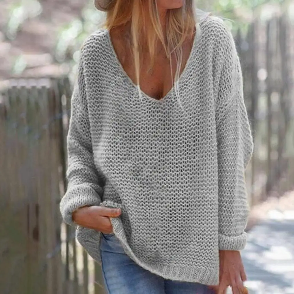 Trendy Autumn Sweater Comfortable Knitted Top Casual Loose Fit Women Autumn Sweater All-Match