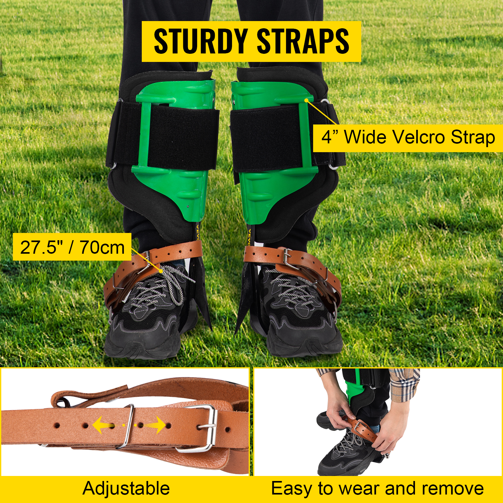 VEVOR Tree Climbing Spike Set Pole Climbing Spurs Steel Adjustable Climber Gaffs Forestry Equipment & Supplies Supplies & Tools