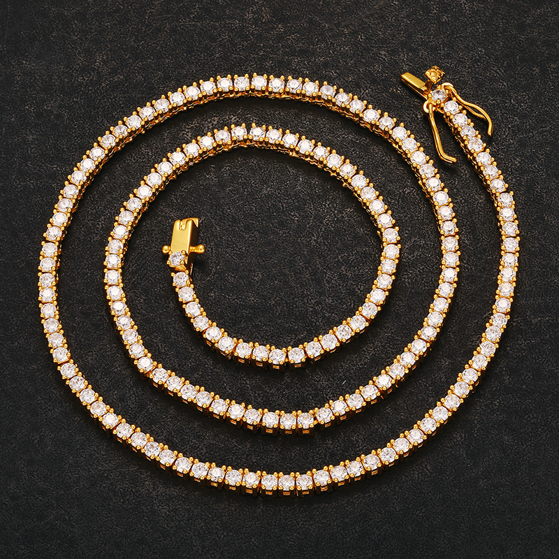 pass dia tester hip hop fashion jewelry custom 2.5mm sterling sier vvs moissanite cluster tennis chain necklace for men women