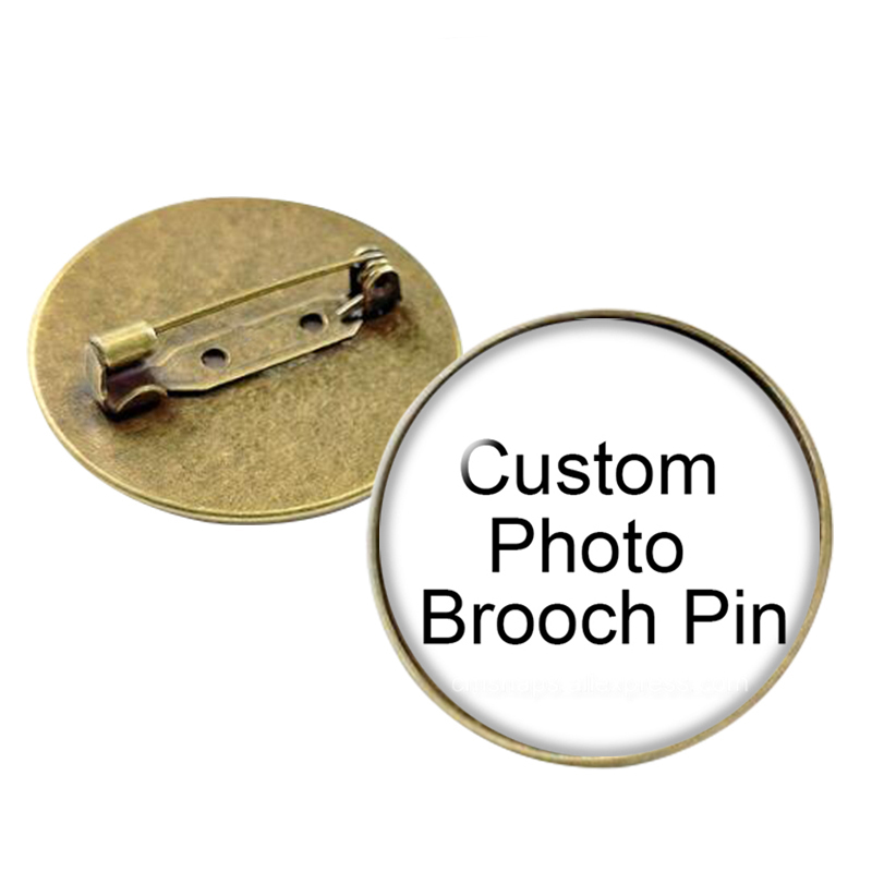 Personalize Custom Bronze Brooch Photo Logo Patterns Designed Logo Photo Gift For Family Anniversary Collar 20mm/25mm/30mm Pins