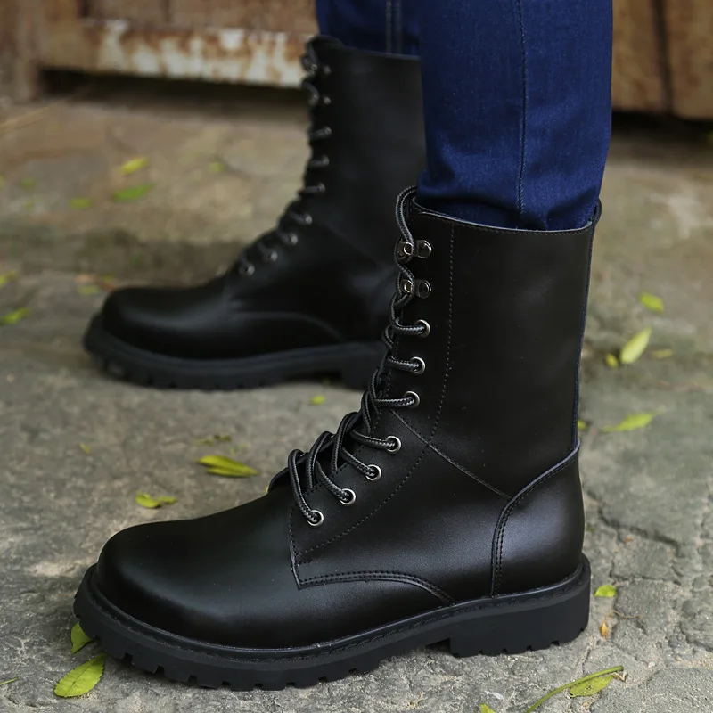 LUFUMA Military Boots Men Winter Shoes Warm Men Leather Boots Footwear Cowboy Tactical Boots Men Casual Shoes Size 38-48
