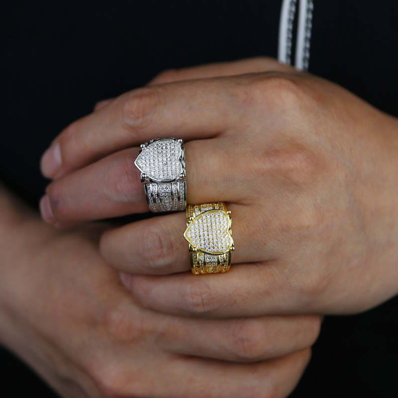 New Square Heart Ring: Iced Out Cubic Zirconia Bg CZ Ring for Men