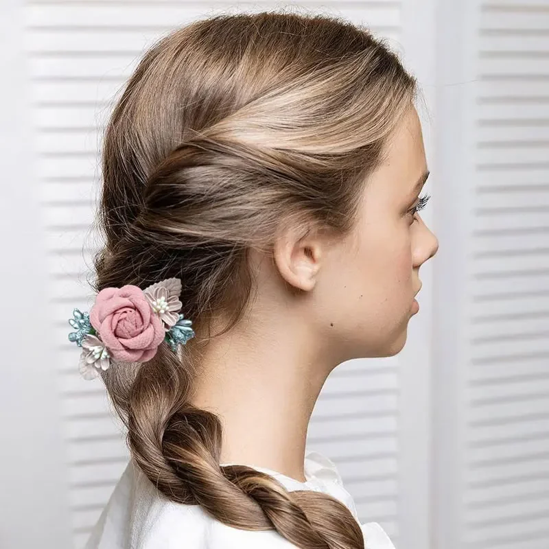 Elastic 2025 Flower Hair Bands for Girls Ponytail Holders Kids Floral Hair Tie Baby new Pearls Hairband Headwear Rubber Hair Accessories