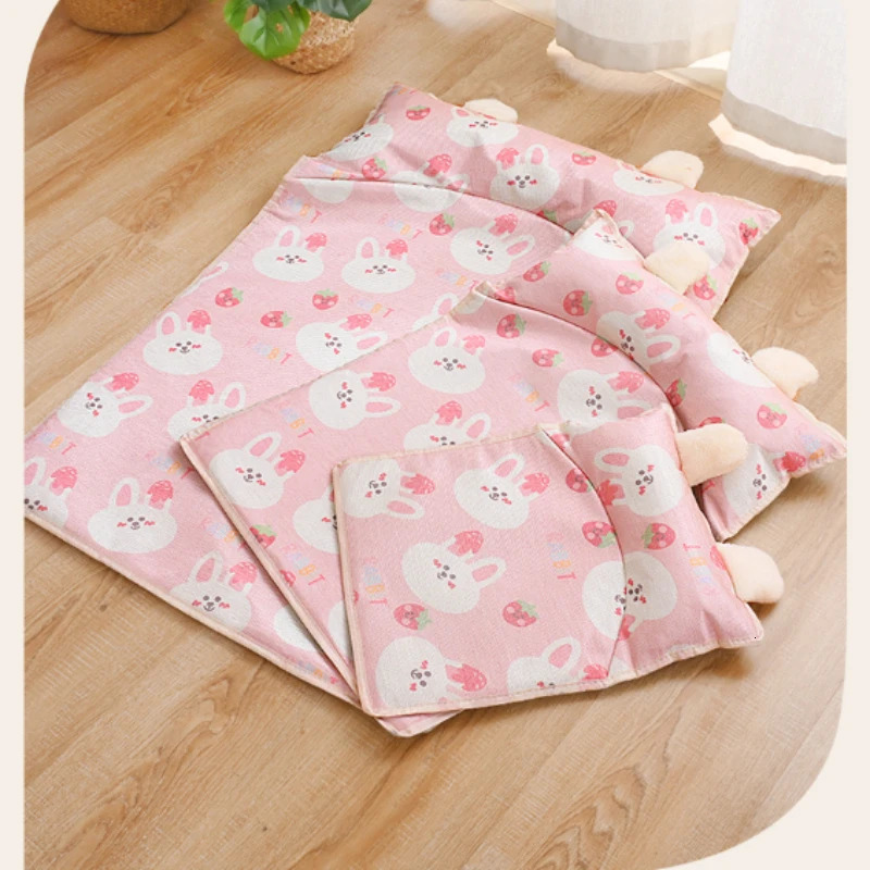 Summer dog mat pet cooling breathable dog bed cat mat portable with pillow small dog cooling mat 240523
