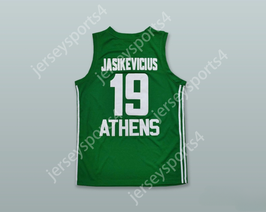 CUSTOM NAY Name Youth/Kids SARUNAS JASIKEVICIUS 19 PANATHINAIKOS BC GREEN BASKETBALL JERSEY Top Stitched S-6XL