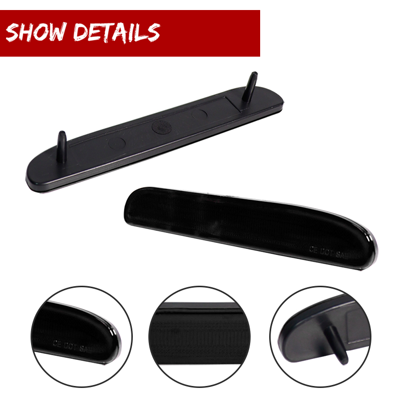 Smoked / Red Lens Car Rear Bumper Side Marker Reflectors Light Housings Kit For 1994 1995 1996 1997 1998 Ford Mustang, No Bulb