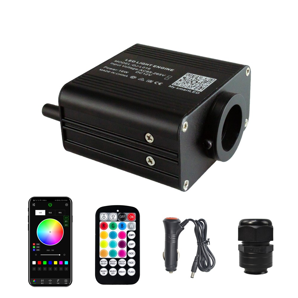 16W Twinkle Starlight Headliner Bluetooth APP/Remote/Music Controlled RGBW Car Ceiling DIY Lighting source+Fiber Optic Strands