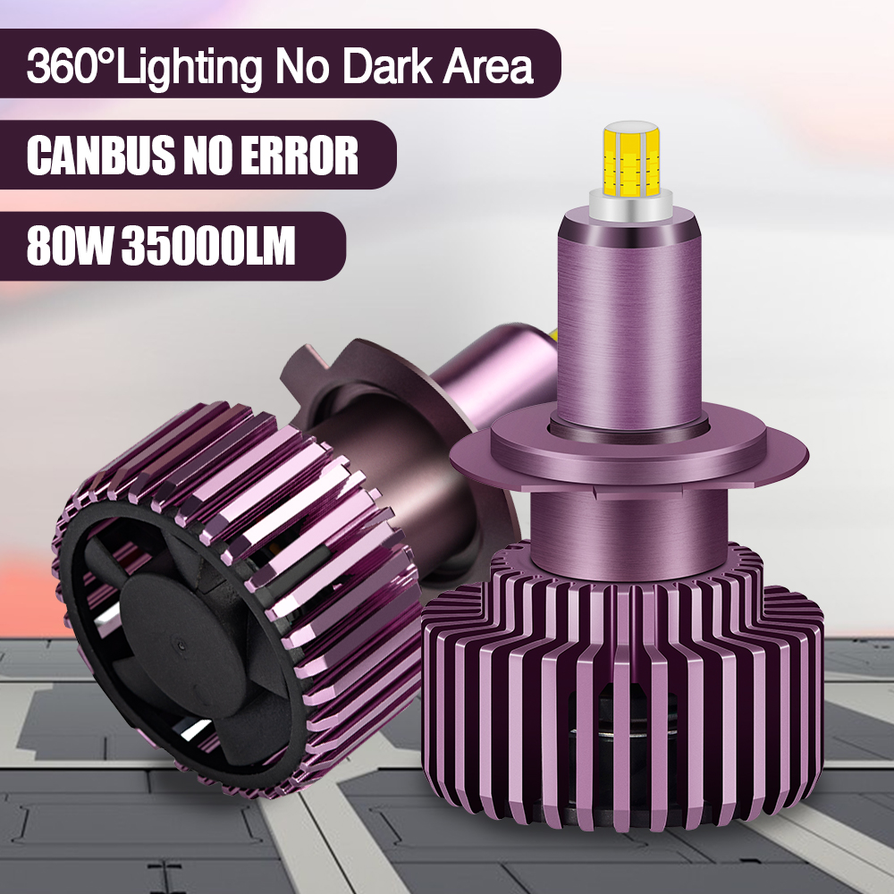 Carshark H8 H9 H11 Fog Lights Canbus H1 H7 Lamps Ice 35000Lm 9005 Hb3 9006 Hb4 9012 Hir2 Auto Bulb 80W 6000K 8000K Led Headlight