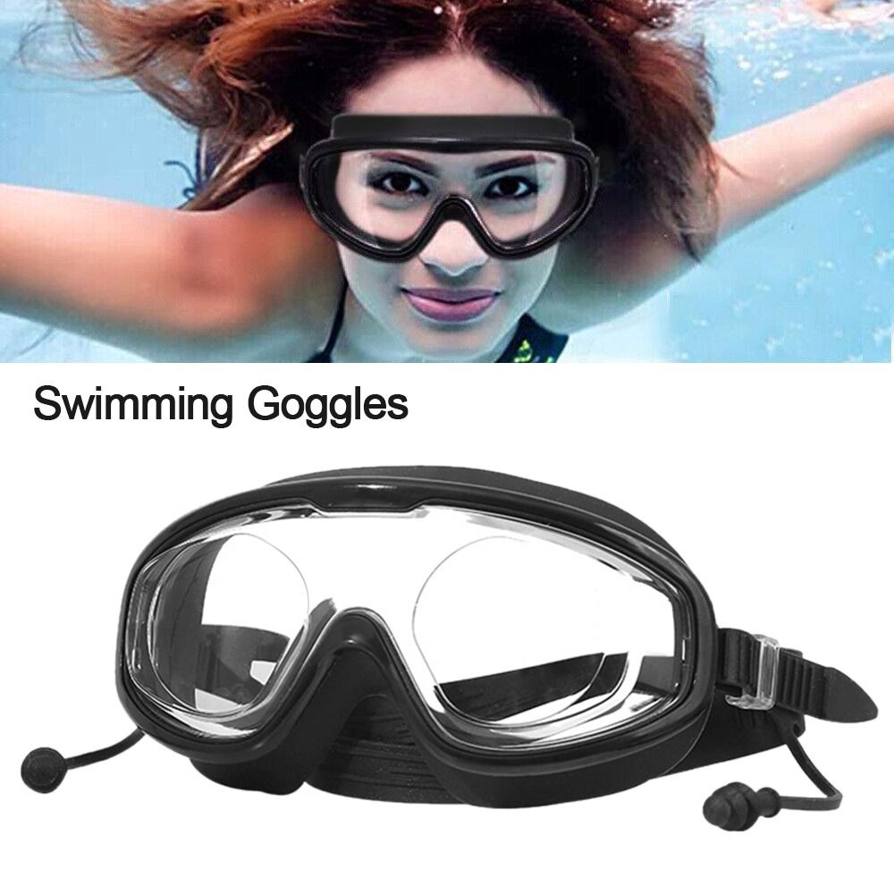 Anti-Fog Swimming Goggles Men Women Wide View Diving Glasses with Earplugs Waterproof HD Lens Swim Eyewear for Adults Youth
