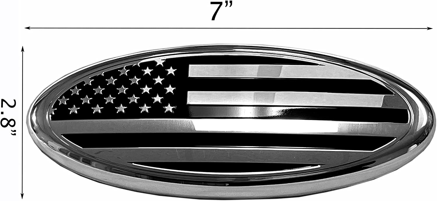 9 inch Front Grille American Flag Emblem for Ford, 9"X3.5" Oval Decal Badge Nameplate for F150, F250, F350, Edge Explorer Range