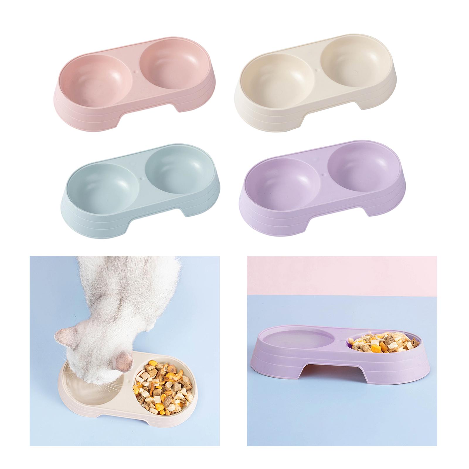 Portable Double Cat Bowls Pet Water Food Feeder Food Container Drink Bowls for Small Animals Indoor Cats Puppy Kitten Supplies