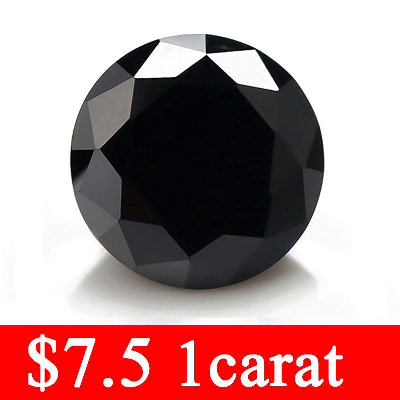 Full Size 0.8mm-14mm Real Round Black Moissanite Stones Excellent VVS1 Cut Lab Loose Gems Pass Diamond Tester for Jewelry Making