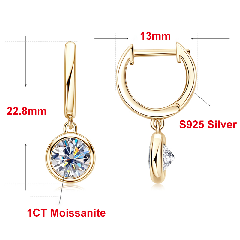 DJMAX 1CT Moissanite Earrings for Women Top Original 925 Sterling Silver Lady's Moissanite Diamond Hoop Earrings New 2023