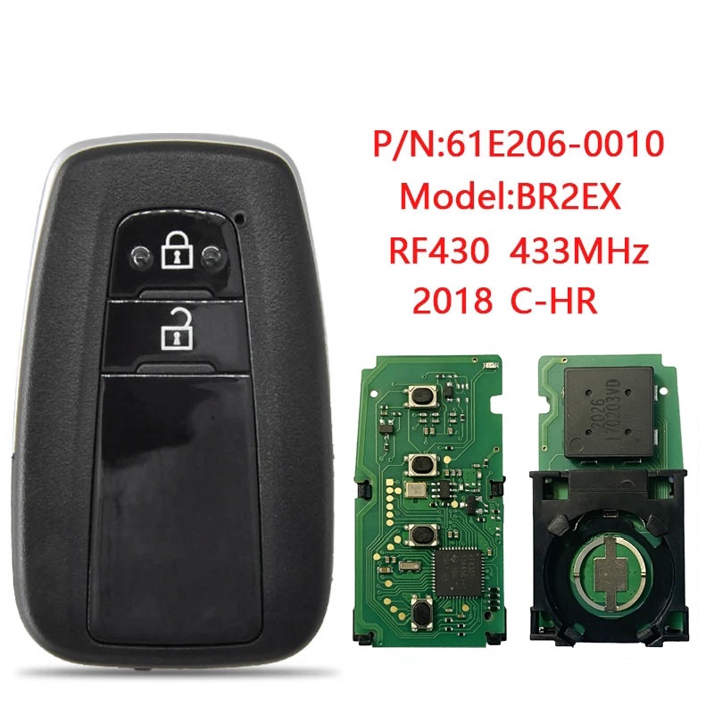 CN007124 BR2EX For Toyota C-HR Smart Key Remote PCB 2018 2 Buttons 433mhz 8A Chip P4 A9 61E206-0010 MDL