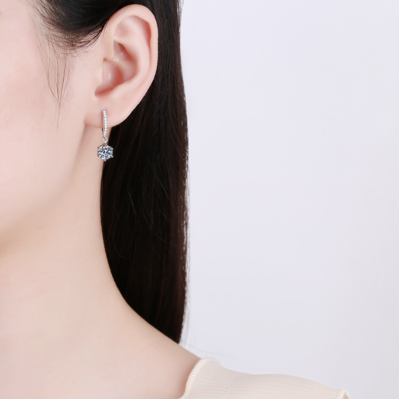 Smyoue White Gold Plated 2ct Moissanite Drop Earring for Women Sparkling Diamond Earring Wedding Jewelry S925 Sterling Silver