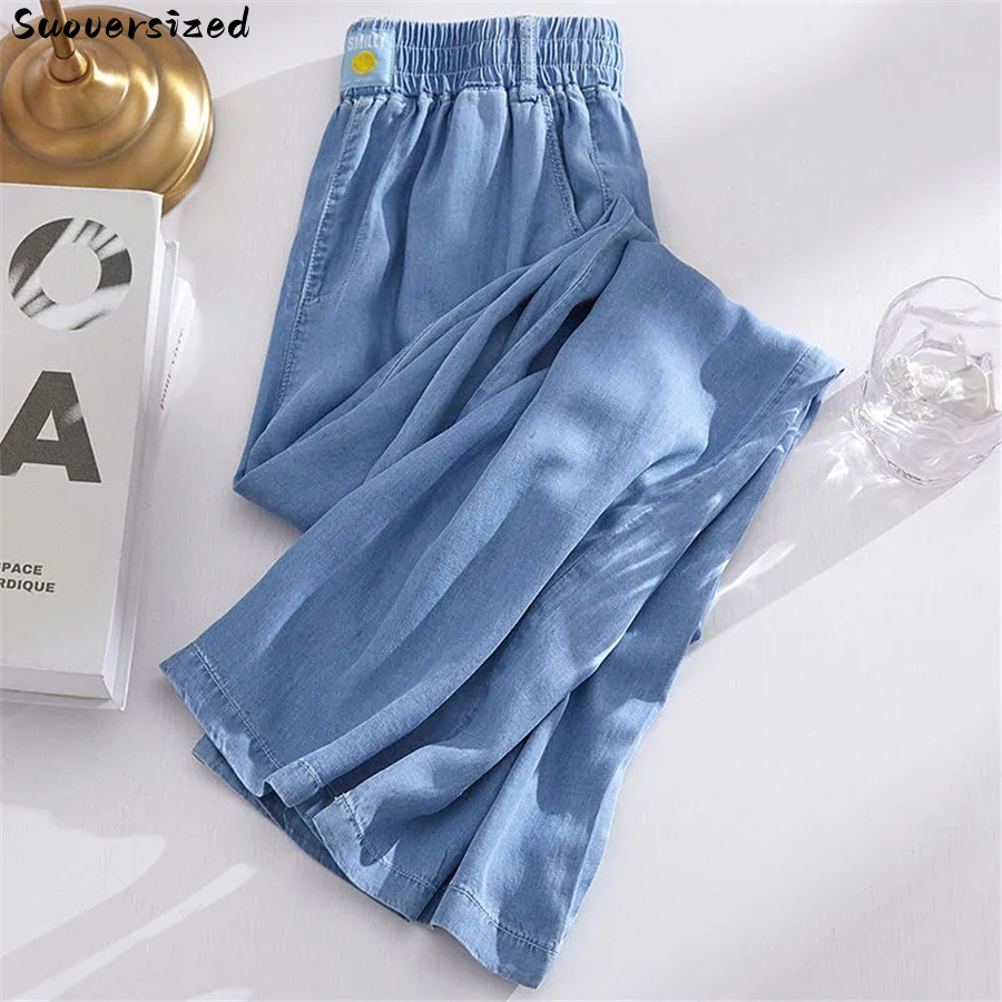 Oversize 2025 4xl Ice Silk Baggy Jeans Summer Thin Streetwear High Waist Denim Pants new Women Korean Casual Vintage Wide Leg Vaqueros