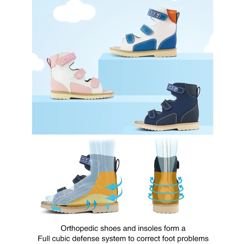 Toddler Girls Sandals Summer Kid Orthopedic Shoes 2025 For Children Pink Leather Flatfeet Clubfoot Arch new Support Footwear