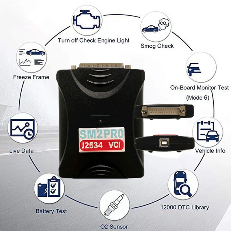 Sm2 Pro J2534 Vci Ecu Programmer Read Scanmatik 2 Pro Flash 67 in 1 Pcm Bench Car Computer Diagnostic Instrument US Plug
