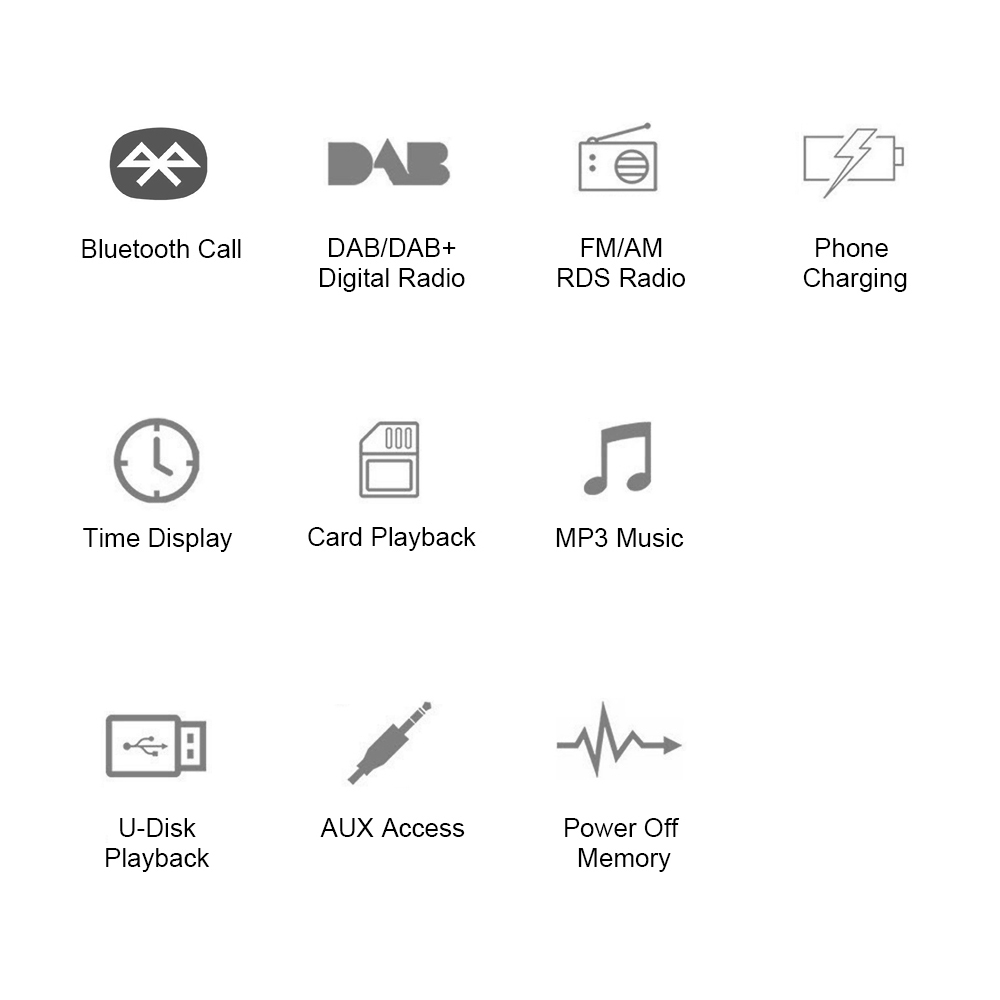 Bluetooth Hands-free FM Audio 1 Din AUX Input Digital Clock Auto-radio MP3 Player Built-in 2 Speakers USB TF Card Car Radio