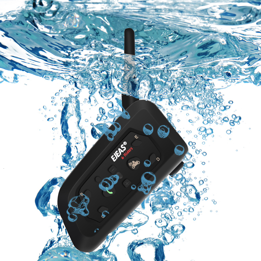 EJEAS V6 Pro Motorcycle Helmet Headset Bluetooth Intercom 850mAh 1200m Interphone for Moto 6 Riders Communicator + Metal Clip