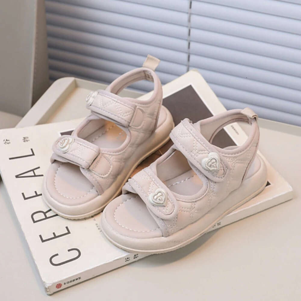 2024 Girls Summer New Kids Causal School Open-toe Fashion Solid Color Love Buckle Children Soft Bottom Sandals