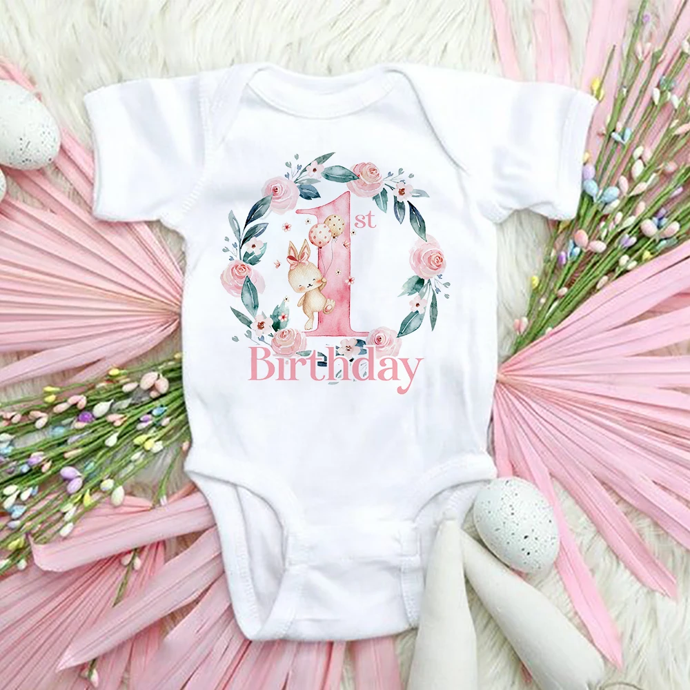 Birthday 1st Newborn My Bodysuit Infant Baby Clothes Toddler Jumpsuit Girl Birthday Party Short Sleeve Outfit Infant Shower Gift smile