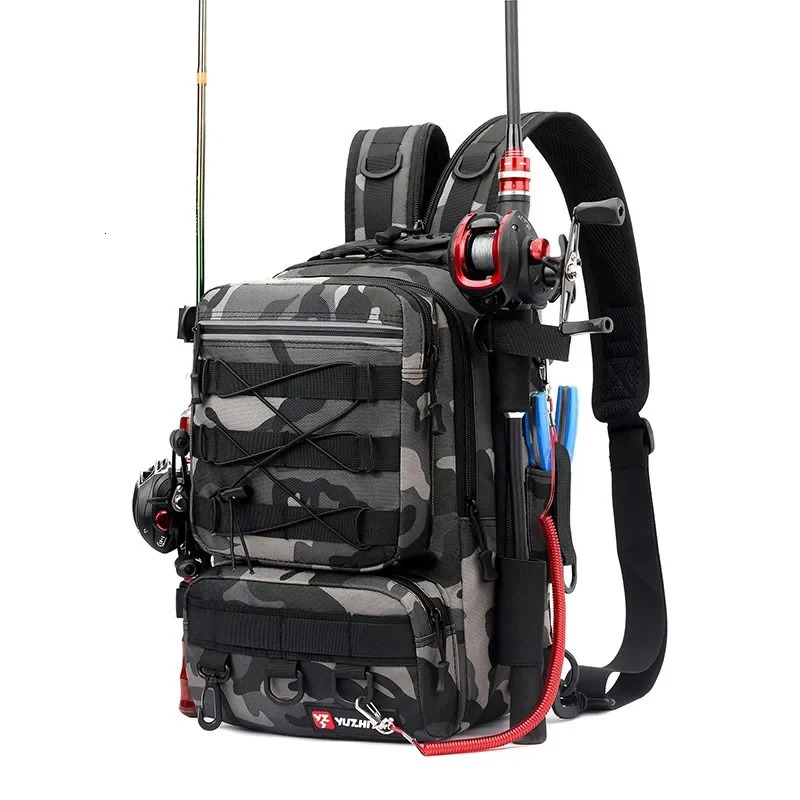 Camouflage Lure Fishing Bags Multi-functional Backpack Outdoor Sports Large Capacity Rod Fishing Tackle Bag Fly Fishing 240521