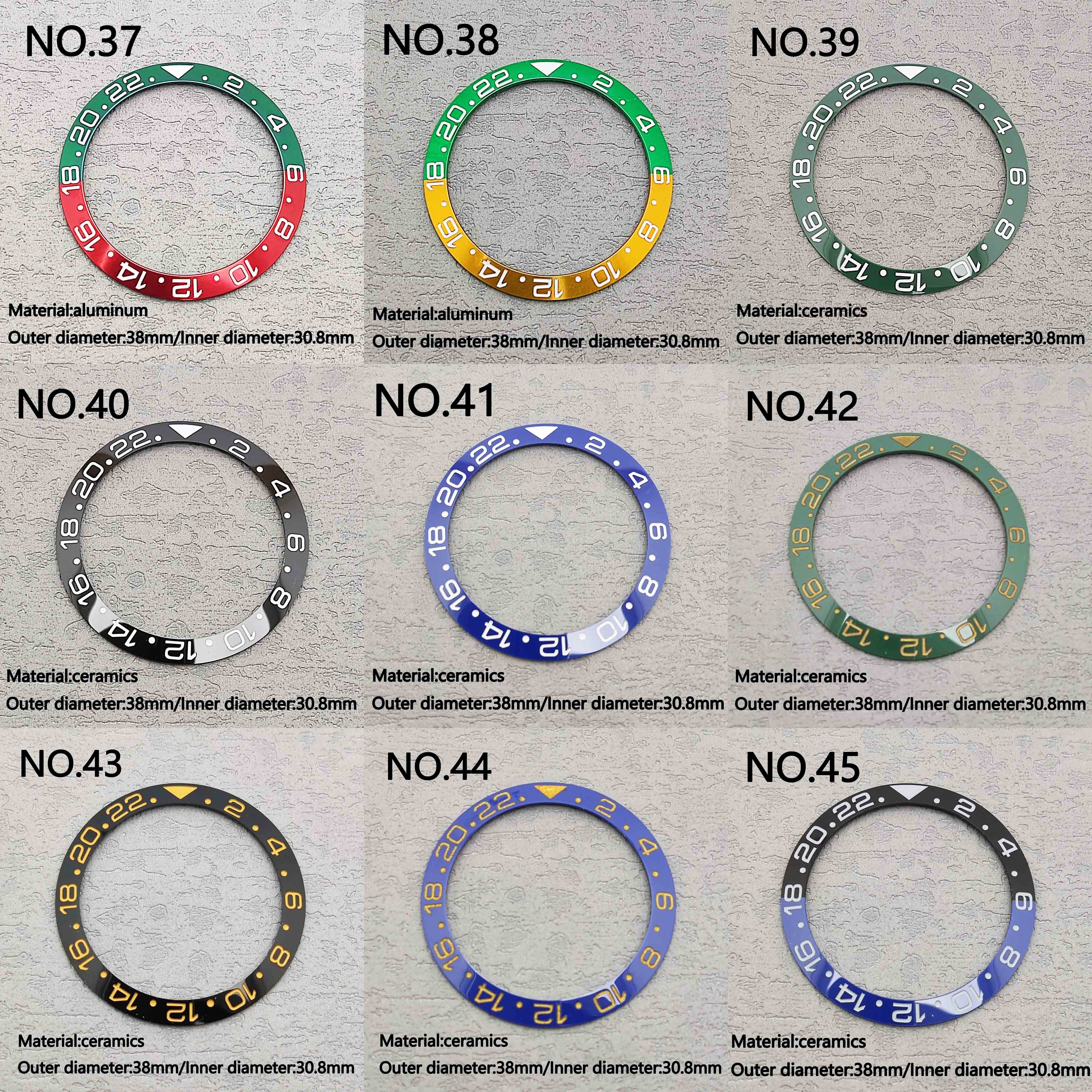 38mm Ceramic Bezel GMT and Diving watch Insert For 40mm Mens Watch Watches Replace Accessories Watch Face Watch Bezel Inserts Al