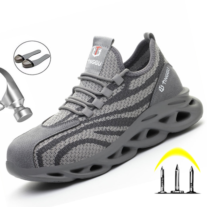 Men's Lightweight Steel Toe Cap Safety Working Shoes Puncture-Proof Work Sneakers Men Boots 48 c34f