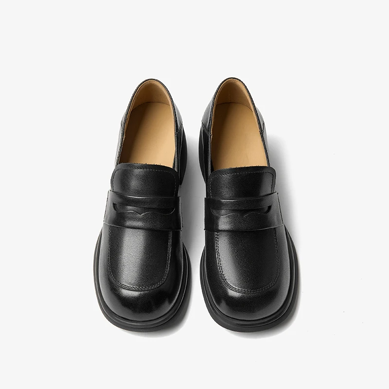 Beautoday new Penny Loafers Women Genuine Cow 2025 Leather Calfskin Platform Square Toe Vintage Ladies Retro Shoes Handmade HW15371