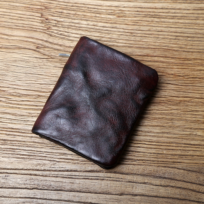 Hand Painted Vegetable Tanned Top Layer Cowhide Wallet For Men's Vintage Genuine Leather Wallet For Women's Short Wallet