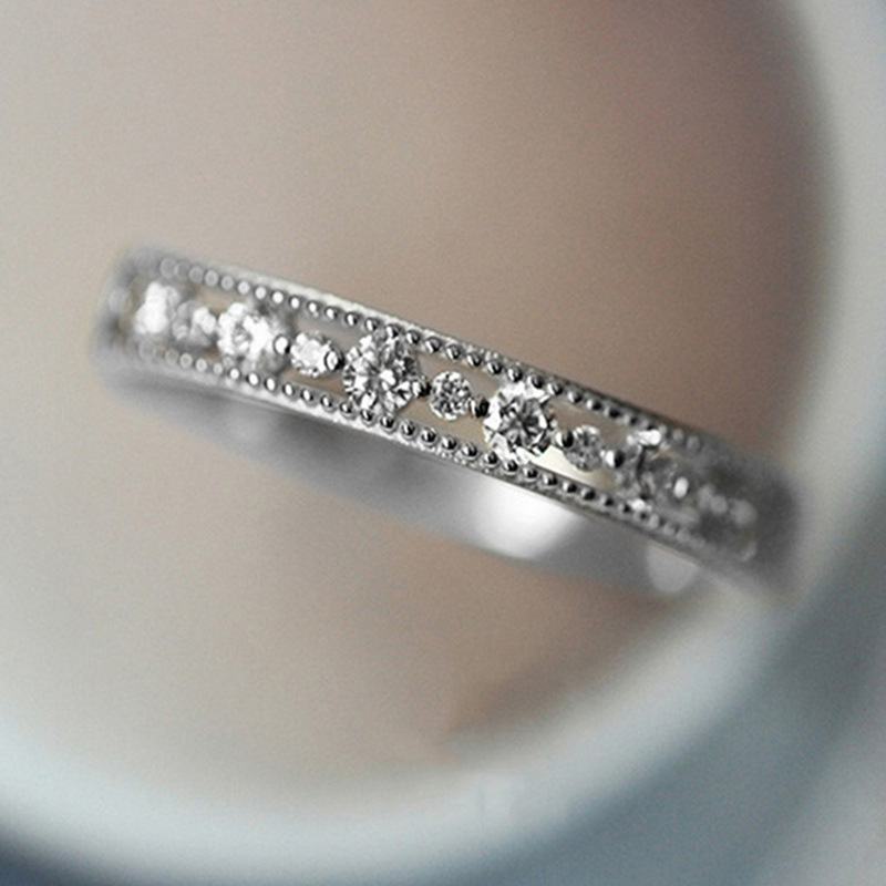 Silver Gold Thin Cubic Zircon CZ Rings for Women Designer Jewelry Charm Flower Diamond Stacking Finger Rings Girls Gift